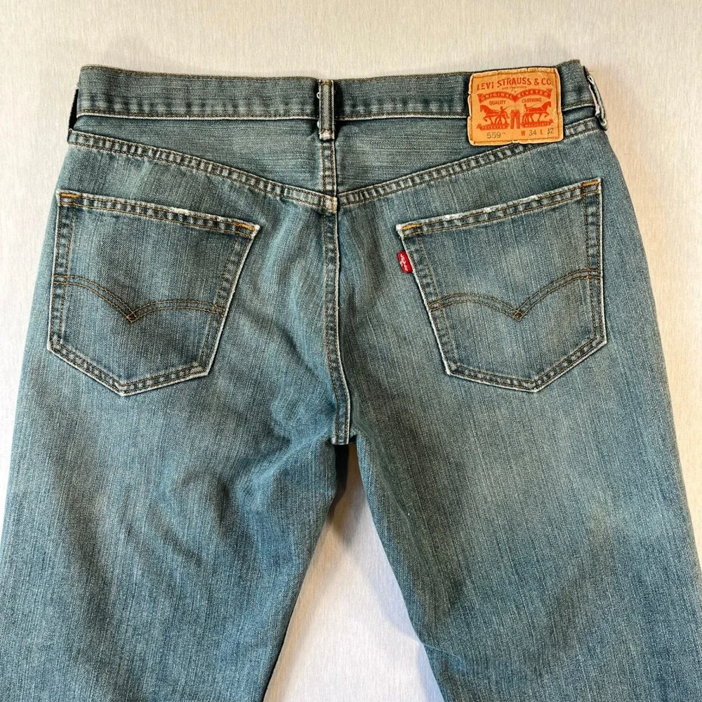 Levis 559 Relaxed Straight Jeans Mens 34x32 (Fit 34x30) Denim Medium Wash Pants